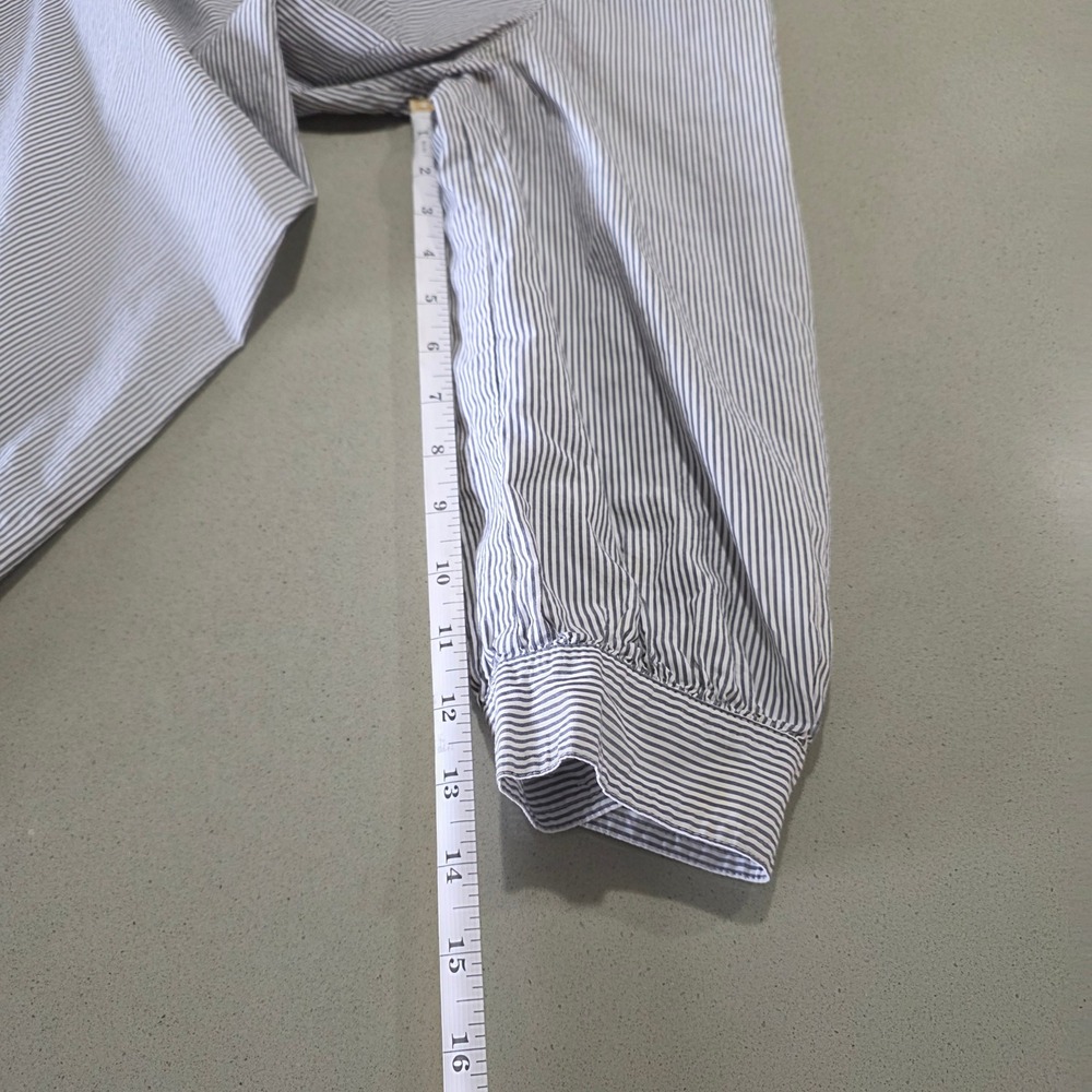 Lane Bryant Blue White Striped Ruffle Bib Tunic Shirt 100% Cotton Plus 18/20W - Picture 7 of 10
